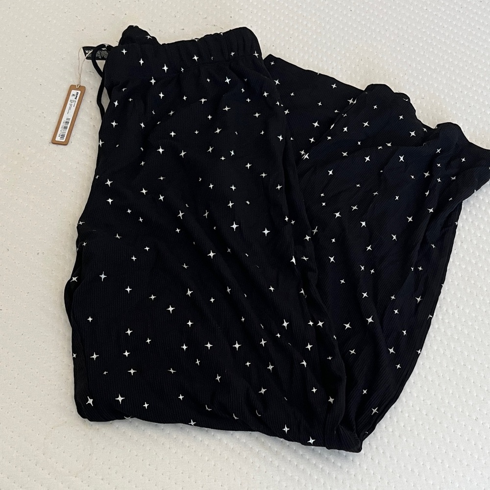 SKIMS Black Lounge Pants with White Sparkle Print